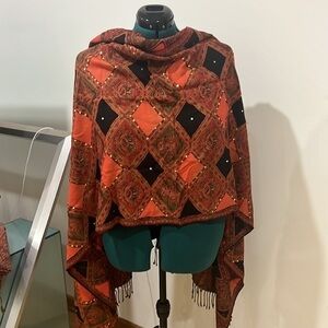 Embellished sequin orange and black Scarf/Shawl